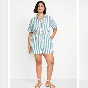 BNWT Old Navy Crinkle Gauze Button-Down Romper, Size XXL Tall